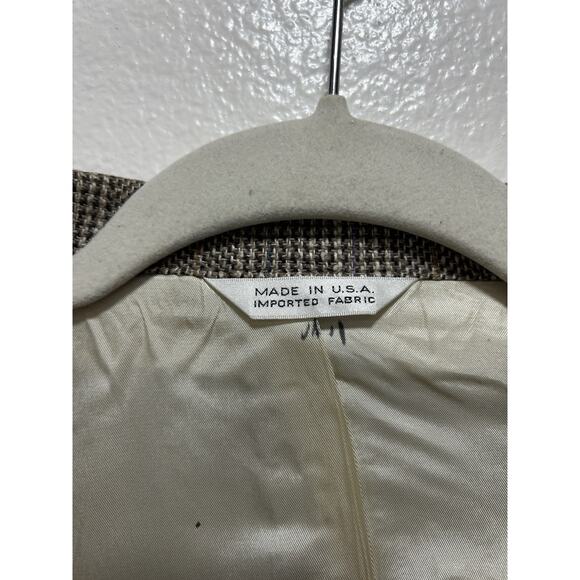 CHAPS Ralph Lauren VTG Preppy Beige Tweed 2-Button Blazer Est Size 44/XL? - Picture 2 of 7